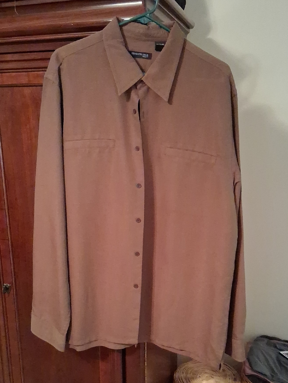 Kenneth Cole Light Brown Long Sleeve Button-Up Shirt